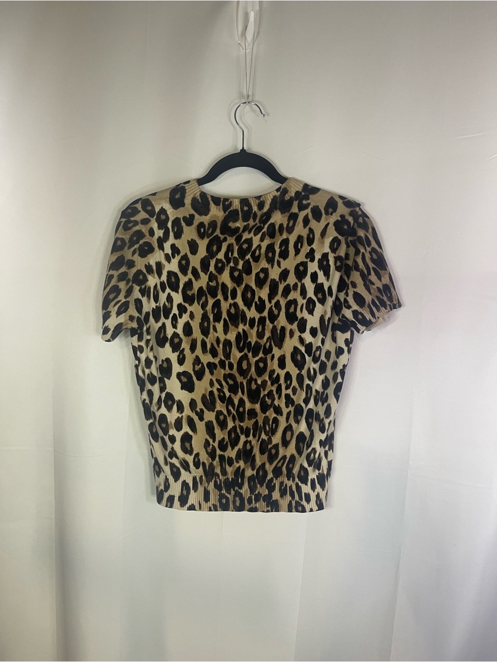 Ann Taylor Leopard Print Short Sleeve Top - Beige/Black - Picture 3 of 5